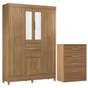 Ver imagem 1 de Kit Guarda Roupa Casal com Espelho 8 Portas Munique Cômoda Astral - Amêndola Touch