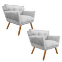 Ver imagem 1 de Kit 2 Poltrona Decorativa Anitta Suede Cinza - D'Rossi