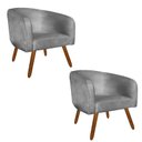 Ver imagem 1 de Kit 2 Poltronas Decorativa Stella Suede Cinza Pés Palito - D'Rossi
