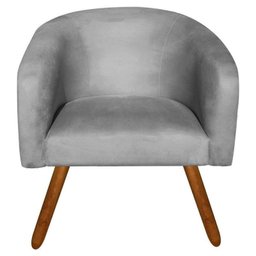 Kit 2 Poltronas Decorativa Stella Suede Cinza Pés Palito - D'Rossi - 3