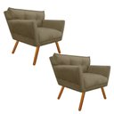Ver imagem 1 de Kit 2 Poltrona Decorativa Anitta Suede Marrom Rato - D'Rossi
