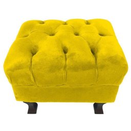 Kit 2 Puff Retrô Luis XV Capitonê Suede Amarelo - 3 Kit 2 Puff Retrô Luis XV Capitonê Suede Amarelo - 3
