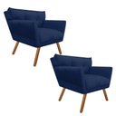 Ver imagem 1 de Kit 2 Poltrona Decorativa Anitta Suede Azul Marinho - D'Rossi
