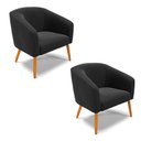 Ver imagem 1 de Kit 2 Poltronas Decorativa Stella Suede Preto Pés Palito - D'Rossi