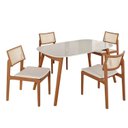 Ver imagem 2 de Sala de Jantar Mesa 135x76cm Tampo em MDF com Vidro 4 Cadeiras em Linho Ceci Yescasa Marrom/Marromis
