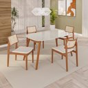 Ver imagem 1 de Sala de Jantar Mesa 135x76cm Tampo em MDF com Vidro 4 Cadeiras em Linho Ceci Yescasa Marrom/Marromis