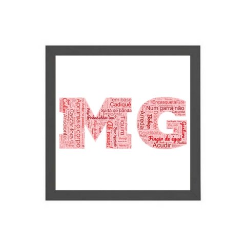 Quadro Quadrado Gírias de Mg 45x34cm - com Vidro:madeira Branca