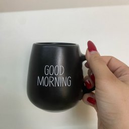 Jogo 4 Caneca Bojuda 260ml Porcelana Fosca para Cappuccino - Preta - 3