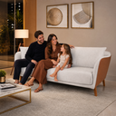 Ver imagem 5 de Sofá Living Hórus Tecido Composê Linho Cru e Marrom Terracota 1,70m