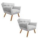 Ver imagem 1 de Kit 2 Poltrona Decorativa Anitta Suede Cinza Strass - D'Rossi