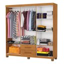 Ver imagem 3 de Guarda-roupa Solteiro Aurora 6 Portas 2 Gavetas com Espelho 22117 Cinamomo - Carioca Móveis