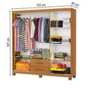 Ver imagem 4 de Guarda-roupa Solteiro Aurora 6 Portas 2 Gavetas com Espelho 22117 Cinamomo - Carioca Móveis