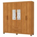 Ver imagem 2 de Guarda-roupa Solteiro Aurora 6 Portas 2 Gavetas com Espelho 22117 Cinamomo - Carioca Móveis