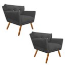 Ver imagem 1 de Kit 2 Poltrona Decorativa Anitta Suede Grafite Strass - D'Rossi