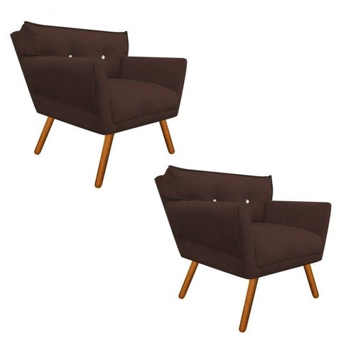 Kit 2 Poltrona Decorativa Anitta Suede Marrom Strass - D'Rossi