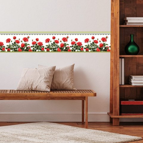 Faixa Decorativa Adesiva (autocolante) - Rosas Vermelhas