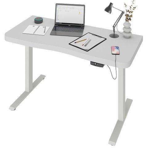 Mesa com Regulagem de Altura Elétrica para Escritório Home Office Aurum A02 Branco - Lyam Decor