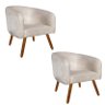 Kit 2 Poltronas Decorativa Stella Suede Bege Pés Palito - D'Rossi - 1