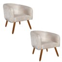 Ver imagem 1 de Kit 2 Poltronas Decorativa Stella Suede Bege Pés Palito - D'Rossi