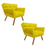 Kit 2 Poltrona Decorativa Anitta Suede Amarelo Canario Strass - D'Rossi - 1
