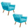 Kit 2 Poltrona Decorativa Anitta Suede Azul Turquesa Strass - D'Rossi - 1