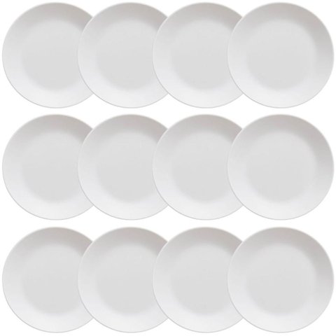 Kit 12 Pratos Plásticos Servir 25cm Branco Coza Cozy Eventos