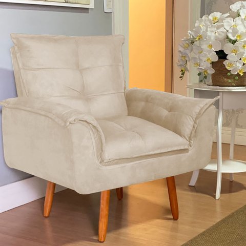 Poltrona New Star para amamentação Decorativa Tecido Suede para, quarto,sala de estar, recepção Pés 