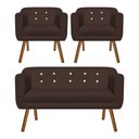 Ver imagem 1 de Kit Namoradeira 02 Lugares e 02 Poltronas Julia Suede Marrom com Strass - D'Rossi