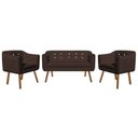 Ver imagem 2 de Kit Namoradeira 02 Lugares e 02 Poltronas Julia Suede Marrom com Strass - D'Rossi