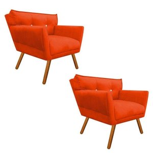 Kit 2 Poltrona Decorativa Anitta Suede Laranja Strass - D'rossi
