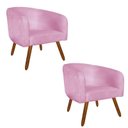 Ver imagem 1 de Kit 2 Poltronas Decorativa Stella Suede Rosa Bebê Pés Palito - D'Rossi