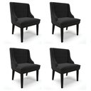 Ver imagem 1 de Kit 4 Cadeiras Estofadas para Sala de Jantar Base Fixa de Madeira Preto Lia Suede Preto - Ibiza