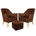 Ver imagem 1 de Kit 2 Poltronas Orion com Puff Quasar Courino Marrom Aradecor