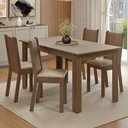 Ver imagem 1 de Conjunto Sala de Jantar Amora Mesa Tampo de Madeira 4 Cadeiras Rustic/Crema/Sintético Bege Madesa