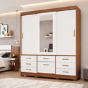 Ver imagem 1 de Guarda Roupa Lais 3 Portas Correr 7 Gavetas com Espelho MDF