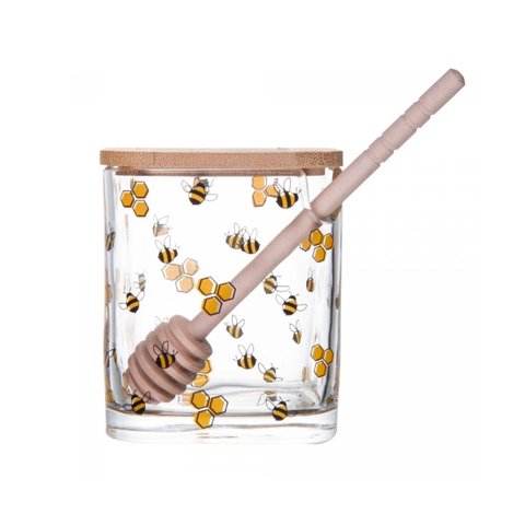 Meleira com Tampa e Pegador de Bambu Bee 8cm X 9,5cm Vidro