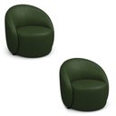Ver imagem 2 de Poltrona Decorativa Orgânica Giratória Kit 2 Lua Sintético Pu Verde D03 - D’Rossi