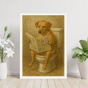 Ver imagem 1 de Quadro Cão Caramelo no Banheiro Lendo Jornal 24x18cm - com Vidro:moldura Branca