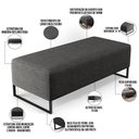 Ver imagem 5 de Puff Decorativo Sala de Estar Bali W01 Base Ferro 120x50 Cm Linho Cinza Escuro - Lyam Decor