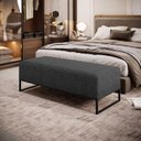 Ver imagem 7 de Puff Decorativo Sala de Estar Bali W01 Base Ferro 120x50 Cm Linho Cinza Escuro - Lyam Decor