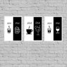 kit 3 Quadros Café Bebidas Alcóolicas- AM PM 33x24cm:Madeira branca - 1