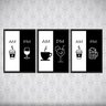 kit 3 Quadros Café Bebidas Alcóolicas- AM PM 33x24cm:Madeira branca - 2