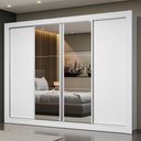 Ver imagem 1 de Guarda-roupa Casal Madesa Montana 4 Portas de Correr com Espelho - Branco