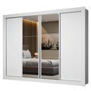 Ver imagem 3 de Guarda-roupa Casal Madesa Montana 4 Portas de Correr com Espelho - Branco