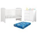 Ver imagem 1 de Berço Americano Mini Cama Mel e Cômoda Infantil Duda Branco Brilho com Colchão Ortobom – Phoenix Bab