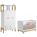 Ver imagem 1 de Berço Americano Mini Cama Q Encanto Slim e Guarda Roupa Fantasia Branco Acetinado – Qmovi