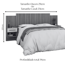 Ver imagem 4 de Cabeceira Bariloche Flex Regulável Casal Queen 2 Mesas Suspensas Painel Ripado:branco