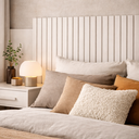 Ver imagem 2 de Cabeceira Bariloche Flex Regulável Casal Queen 2 Mesas Suspensas Painel Ripado:branco