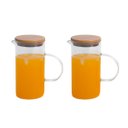 Ver imagem 1 de Kit 2 jarras de vidro com tampa de bambu 750ml - Oikos