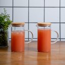 Ver imagem 4 de Kit 2 jarras de vidro com tampa de bambu 750ml - Oikos